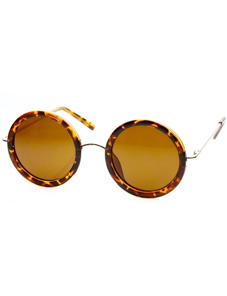 Oversized Womens High Fashion Chic Round Circle Sunglasses with Metal Arms (Tortoise) - C911EWAC0M1 $10.50