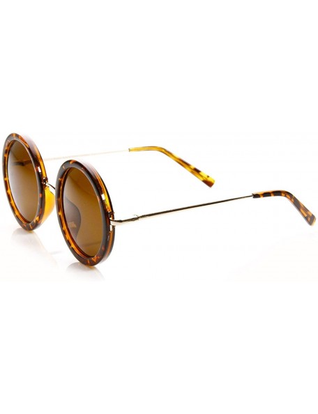 Oversized Womens High Fashion Chic Round Circle Sunglasses with Metal Arms (Tortoise) - C911EWAC0M1 $10.50