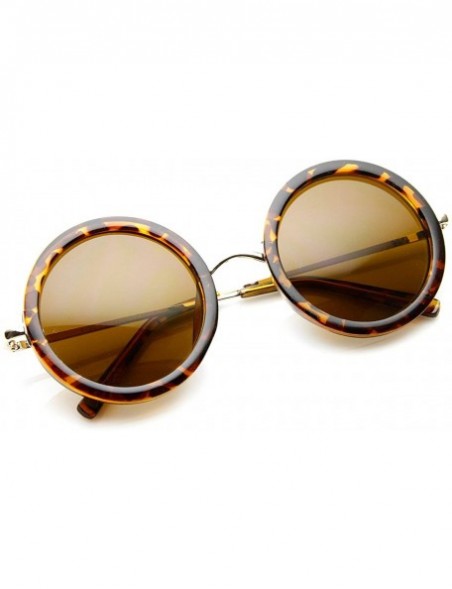 Oversized Womens High Fashion Chic Round Circle Sunglasses with Metal Arms (Tortoise) - C911EWAC0M1 $10.50