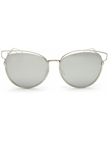 Oversized Men Women Sunglasses Metal Oversized Mirrored Sunglasses Vintage Glasses Eyewear - Grey - CA18D84N3LR $15.70