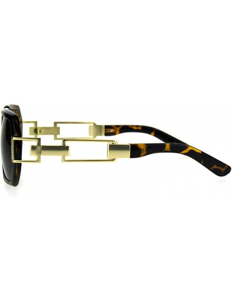 Rectangular Mens Designer Fashion Sunglasses Flat Top Rectangular Stylish Shades UV 400 - Tortoise Gold - C7187RLM6LQ $11.86