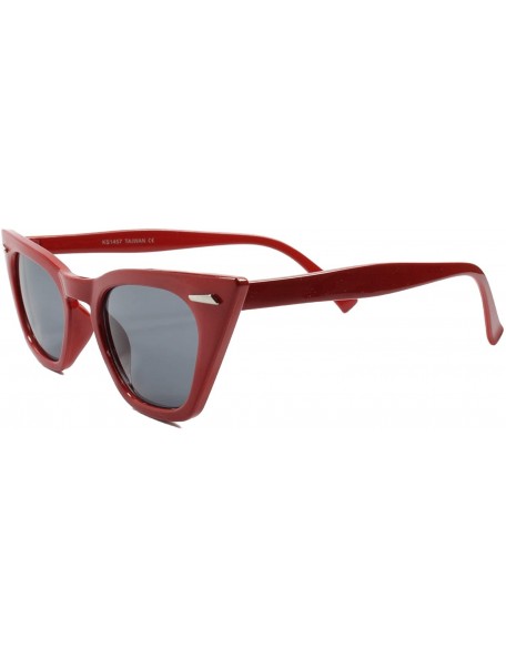 Cat Eye Cat Eye Sunglasses Womens Classic Vintage Retro 50s 60s Fashion Frame - Red & Black - C118T4GQ9QI $13.43