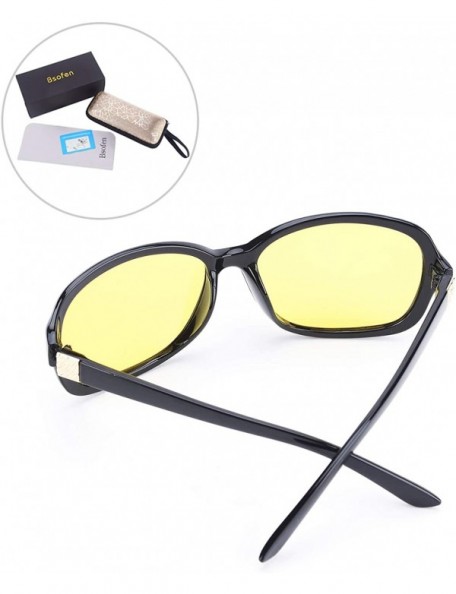 Rectangular Night Vision Glasses for Women - Clear Sight Safety Glasses for Headlight - Anti Glare for Night Driving - CD18W9...