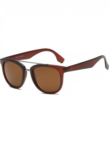 Oversized Retro Classic Brow-Bar Round Round Fashion Sunglasses for Men and Women - Brown - CI18IS4W5MY $10.96