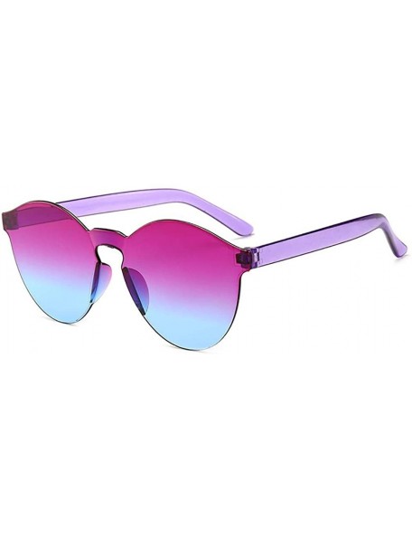 Round 1pc Unisex Fashion Candy Colors Round Outdoor Sunglasses Sunglasses - Purple Blue - CF199XNTEXN $14.36
