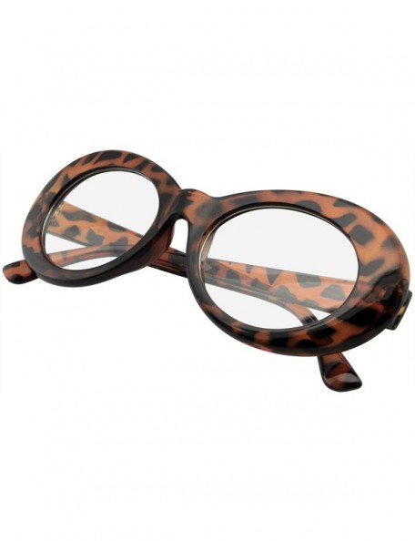 Round Retro Flat Round 1990's Fashion Clout Goggle Oval Clear Lens Eyewear Glasses - Tortoise - C5195AA7A3C $10.47