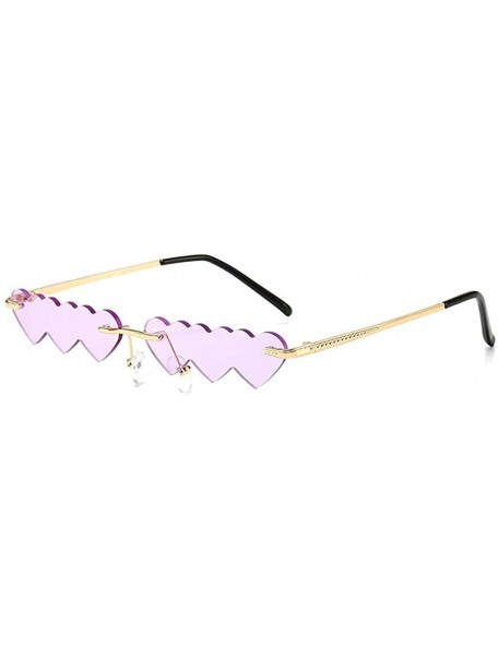 Rimless Small Rimless Punk Sunglasses Women Luxury Fashion Heart Unique - Purple - CL199ARC7UG $25.38