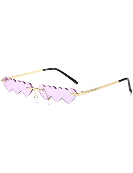 Rimless Small Rimless Punk Sunglasses Women Luxury Fashion Heart Unique - Purple - CL199ARC7UG $11.51