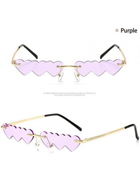 Rimless Small Rimless Punk Sunglasses Women Luxury Fashion Heart Unique - Purple - CL199ARC7UG $11.51