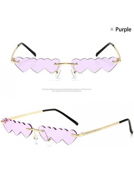 Rimless Small Rimless Punk Sunglasses Women Luxury Fashion Heart Unique - Purple - CL199ARC7UG $11.51