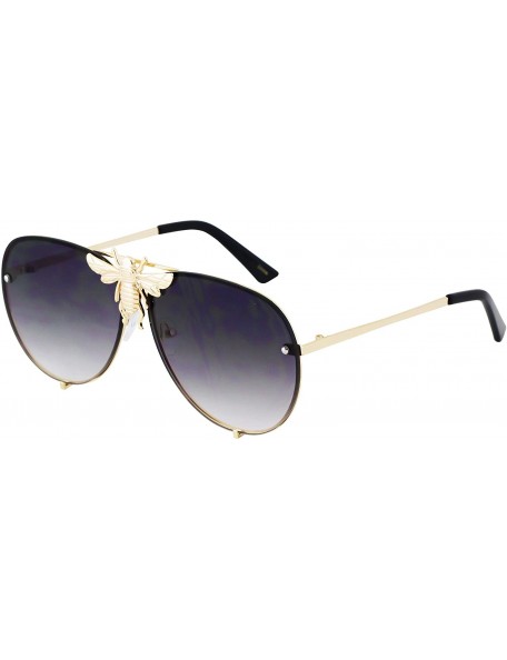 Rimless Pilot Sunglasses Oversize Metal Frame Vintage Retro Men Women Shades - Black - C218T2YYQH3 $26.71