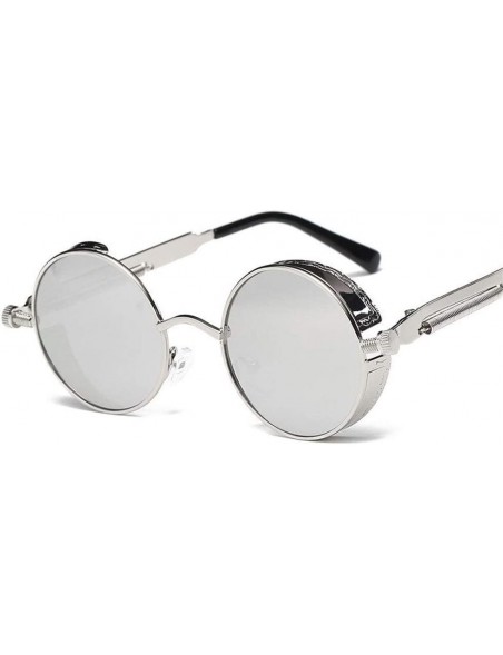 Round Metal Round Steampunk Sunglasses Men Women Fashion Glasses Retro Frame Vintage Sunglasses UV400 (Color 3) - 3 - CG199EI...