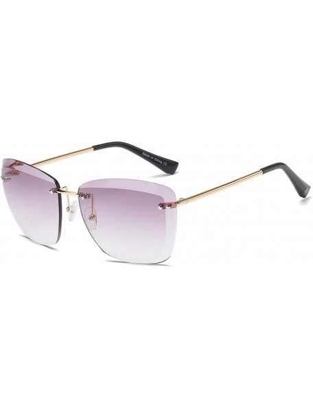 Semi-rimless Fashion Designer Rimless Square Oversize Women Sunglasses - Purple - CH186UR657G $10.91