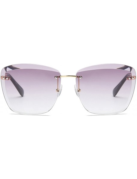 Semi-rimless Fashion Designer Rimless Square Oversize Women Sunglasses - Purple - CH186UR657G $10.91