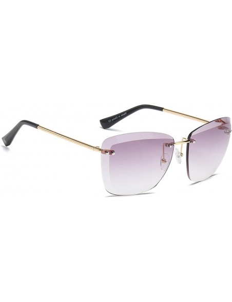 Semi-rimless Fashion Designer Rimless Square Oversize Women Sunglasses - Purple - CH186UR657G $10.91