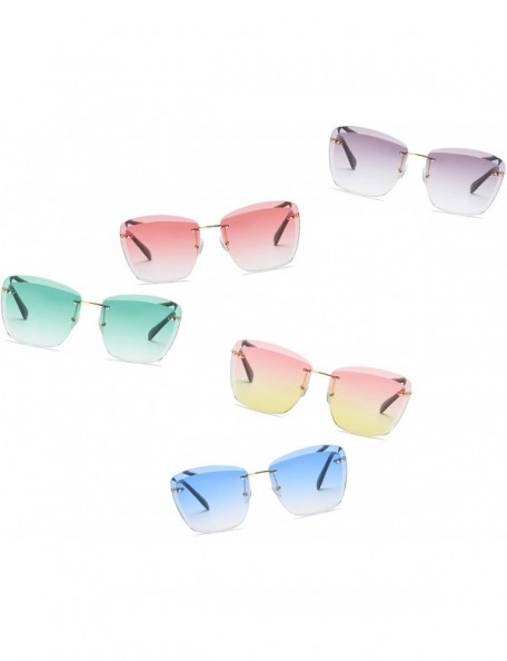 Semi-rimless Fashion Designer Rimless Square Oversize Women Sunglasses - Purple - CH186UR657G $10.91