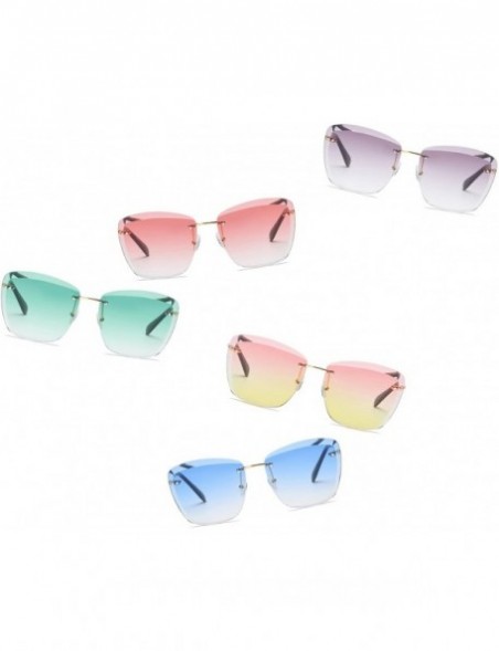 Semi-rimless Fashion Designer Rimless Square Oversize Women Sunglasses - Purple - CH186UR657G $10.91