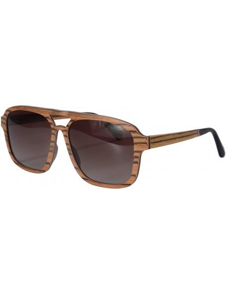 Square Oversized Wood Sunglasses for Men Designed in Switzerland Mirror Lenses-SH73002 - Zebra - C812GG031I7 $33.67