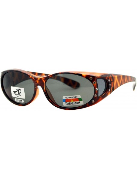 Sport Womens Polarized Sunglasses that Fit Over Prescription Glasses Featuring Rhinestones - Tortoise - CU18O23W6UQ $28.93