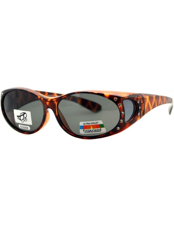 Sport Womens Polarized Sunglasses that Fit Over Prescription Glasses Featuring Rhinestones - Tortoise - CU18O23W6UQ $17.89