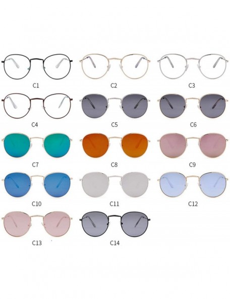 Oversized Classic Small Frame Round Sunglasses Women/Men Alloy Mirror Sun Glasses Vintage Modis Oculos - Gold Gradient Gray -...
