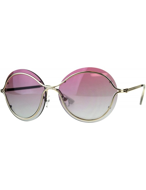 Rimless Womens Exposed Rimless Lens Butterfly Gradient Fashion Sunglasses - Pink Grey - CU18DWR6TS0 $13.91