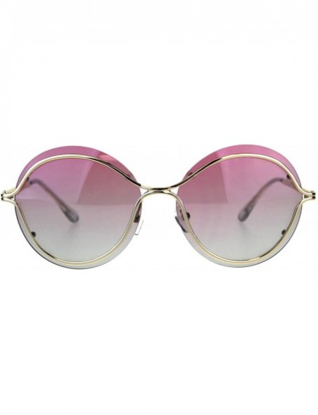 Rimless Womens Exposed Rimless Lens Butterfly Gradient Fashion Sunglasses - Pink Grey - CU18DWR6TS0 $13.91