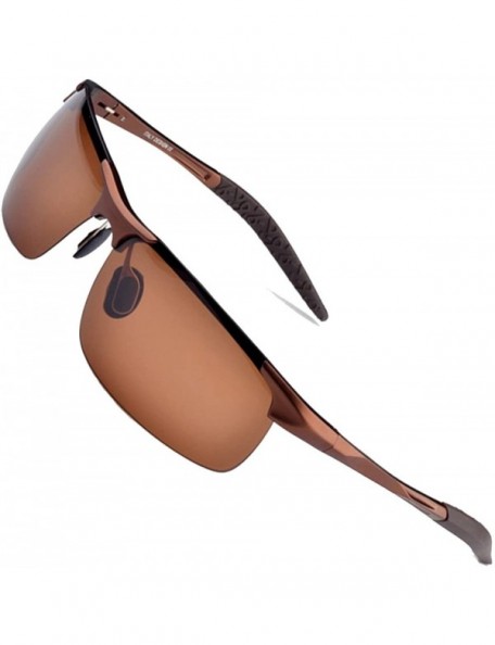 Wayfarer Men's Polarized Sunglasses for Driving Fishing Golf Metal Glasses UV400 - Brown - CE12DCNBW2D $15.69
