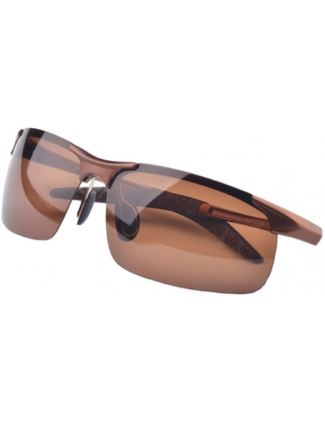 Wayfarer Men's Polarized Sunglasses for Driving Fishing Golf Metal Glasses UV400 - Brown - CE12DCNBW2D $15.69