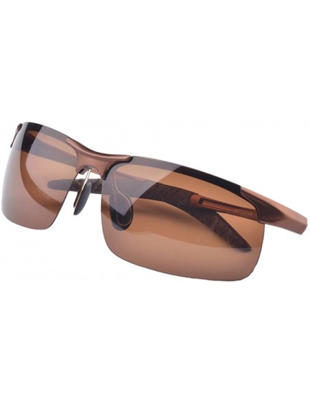 Wayfarer Men's Polarized Sunglasses for Driving Fishing Golf Metal Glasses UV400 - Brown - CE12DCNBW2D $15.69