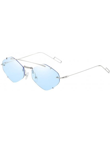 Rimless RNUYKE Cat Eye Small Sunglasses Clear Tinted Lens Triangle Metal Party Eyeglasses Women - CO18Z36WM3L $11.62