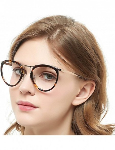 Oversized Womens Aviator Fashion Non-prescription Eyeglasses Frame - 7056-black/Brown Tortoise - CX18GOK9TRR $14.23