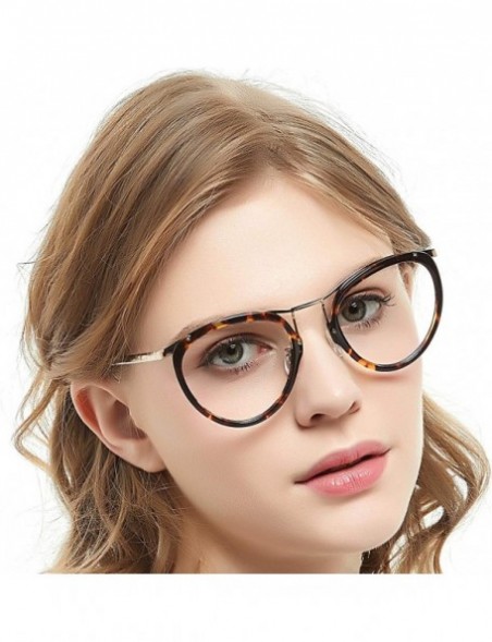 Oversized Womens Aviator Fashion Non-prescription Eyeglasses Frame - 7056-black/Brown Tortoise - CX18GOK9TRR $14.23
