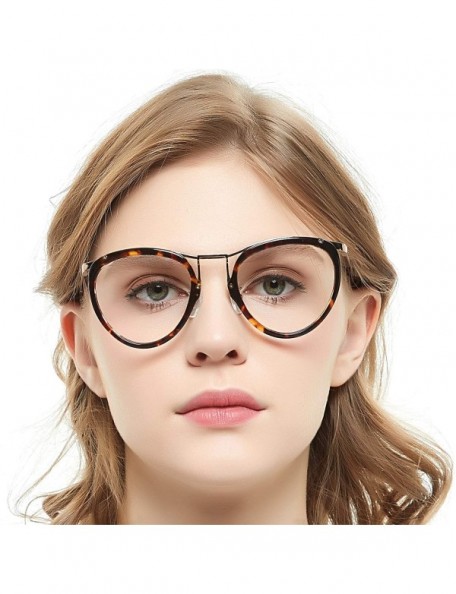 Oversized Womens Aviator Fashion Non-prescription Eyeglasses Frame - 7056-black/Brown Tortoise - CX18GOK9TRR $14.23