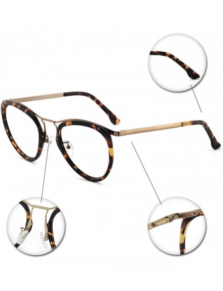 Oversized Womens Aviator Fashion Non-prescription Eyeglasses Frame - 7056-black/Brown Tortoise - CX18GOK9TRR $14.23