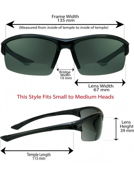 Semi-rimless Polarized Bifocal Sunglasses Readers TR90 Frame Hard Case Strap - Black - CR11BGFLHYX $34.32