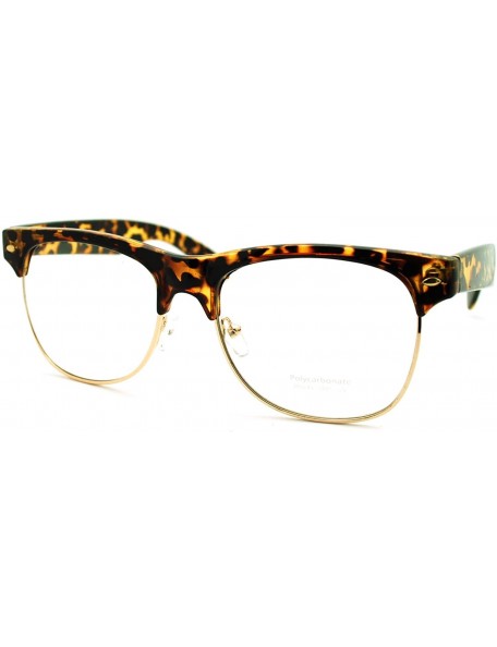 Wayfarer Classic Retro Nerdy Geek Half Rim Horned Horned Eye Glasses - Tortoise - CS11YFDZXON $12.31