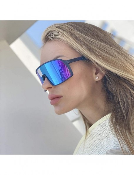 Sport Oversized Super Shield Mirrored Lens Sunglasses Retro Flat Top Matte sunglasses One Piece Sport Glasses Men Women - CG1...