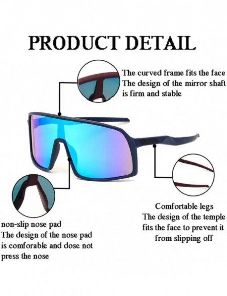 Sport Oversized Super Shield Mirrored Lens Sunglasses Retro Flat Top Matte sunglasses One Piece Sport Glasses Men Women - CG1...