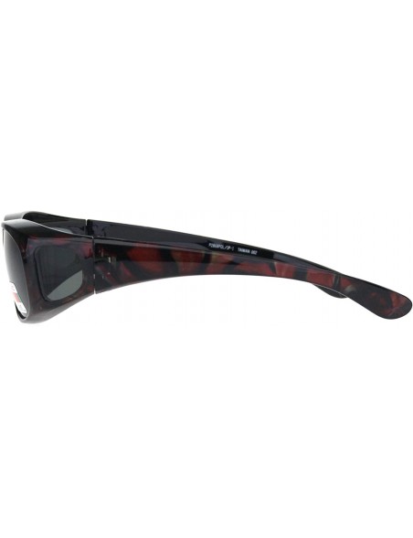 Rectangular Polarized Womens Geometric Pattern 55mm Rectangular Plastic Fit Over Sunglasses - Red - CY18IRD60MQ $12.01