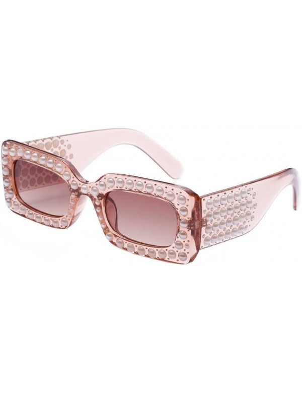 Square Oversized Sunglasses Rectangular Rhinestone - A - CE199O84279 $8.20