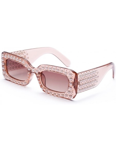Square Oversized Sunglasses Rectangular Rhinestone - A - CE199O84279 $8.20