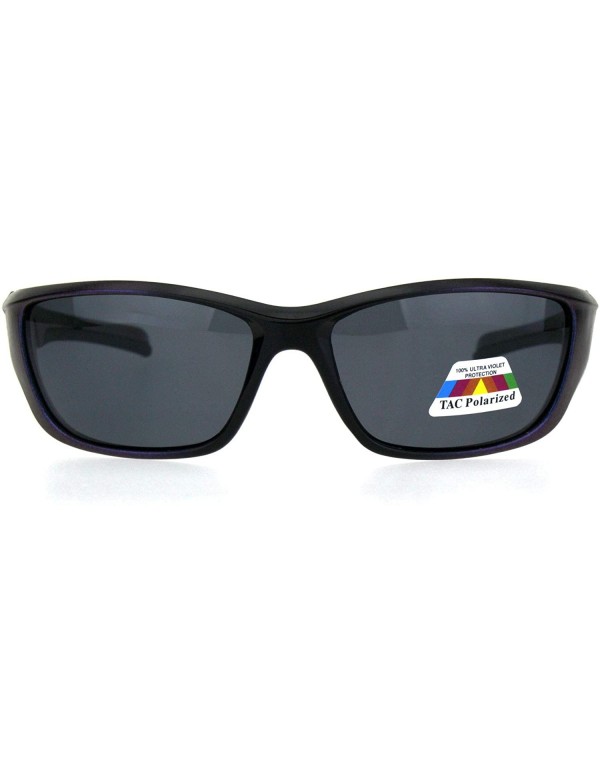 Sport Mens TAC Polarized Lens Classic Warp Sport Performance Plastic Sunglasses - Black Purple Black - CU18HGC4LTL $14.31