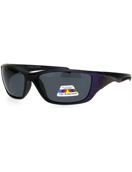 Sport Mens TAC Polarized Lens Classic Warp Sport Performance Plastic Sunglasses - Black Purple Black - CU18HGC4LTL $14.31