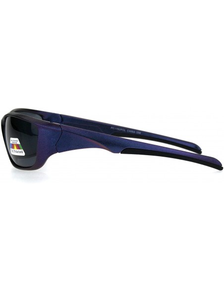 Sport Mens TAC Polarized Lens Classic Warp Sport Performance Plastic Sunglasses - Black Purple Black - CU18HGC4LTL $14.31