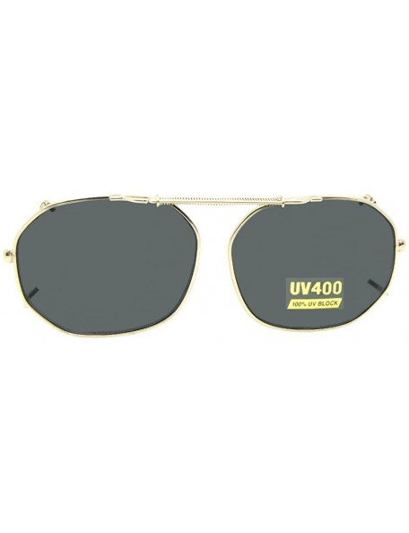 Round Round Square Non Polarized Clip on Sunglasses - Gold-non Polarized Gray Lens - CY189SUIG98 $13.05