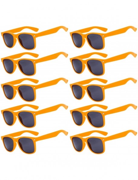Wayfarer Stylish Vintage Sunglasses Smoke Lens 10 Pack in Multiple Colors OWL. - Orange_10_pairs - C5126ZFCX8R $15.21
