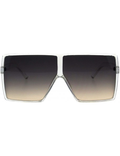 Square Womens Super Oversized Sunglasses Square Shield Frame UV 400 - Clear (Smoke Brown) - CB18HSCTQUI $21.37