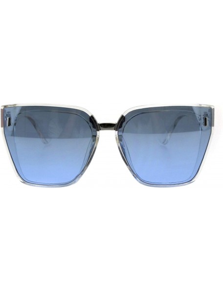 Square Oversized Square Frame Sunglasses Womens Trendy Retro Fashion UV 400 - Clear (Blue) - CE18HU9YS9H $11.00