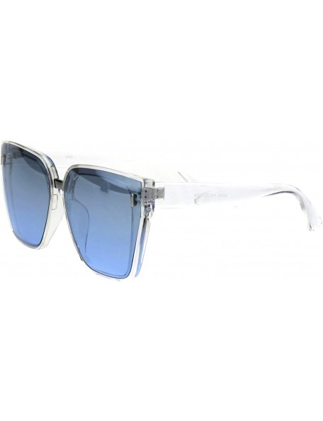 Square Oversized Square Frame Sunglasses Womens Trendy Retro Fashion UV 400 - Clear (Blue) - CE18HU9YS9H $11.00